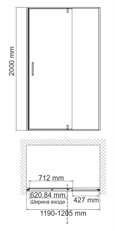 WasserKRAFT Neime 19P05 душевые двери 120*200