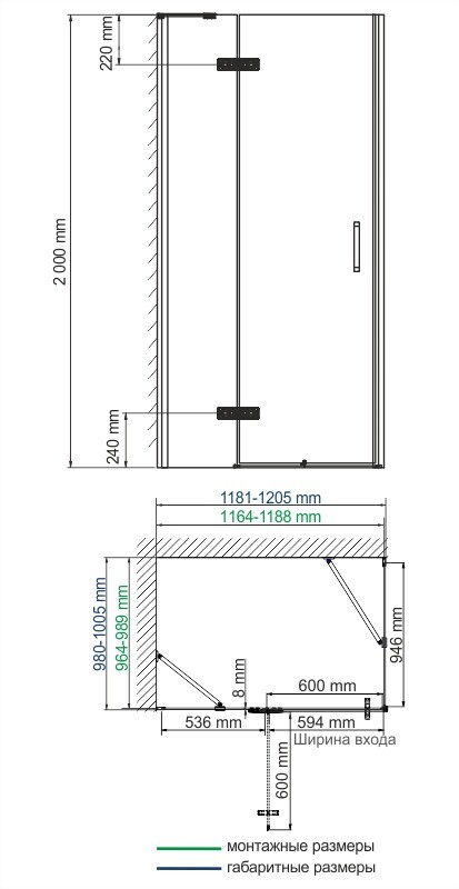 WasserKRAFT Aller 10H10LBLACK MATT душевое ограждение 120*100*200