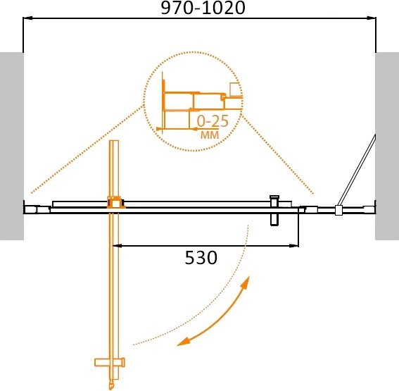 Cezares MOLVENO-BA-11-80+20-C-Cr-IV душевые двери 100*195