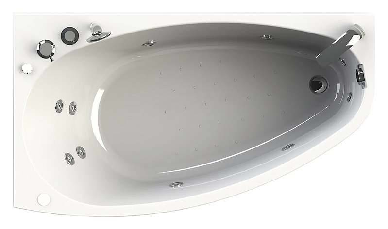 Radomir Орсини Cтандарт White 160x90 см ванна акриловая асиммеричная белая c гидромассажем правая -левая с каркасом