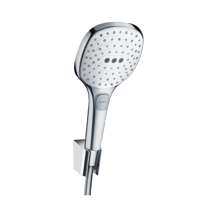 Hansgrohe Raindance Select E Душевой набор 120 3jet с держателем и шлангом 160 см хром-белый матовый 26720400