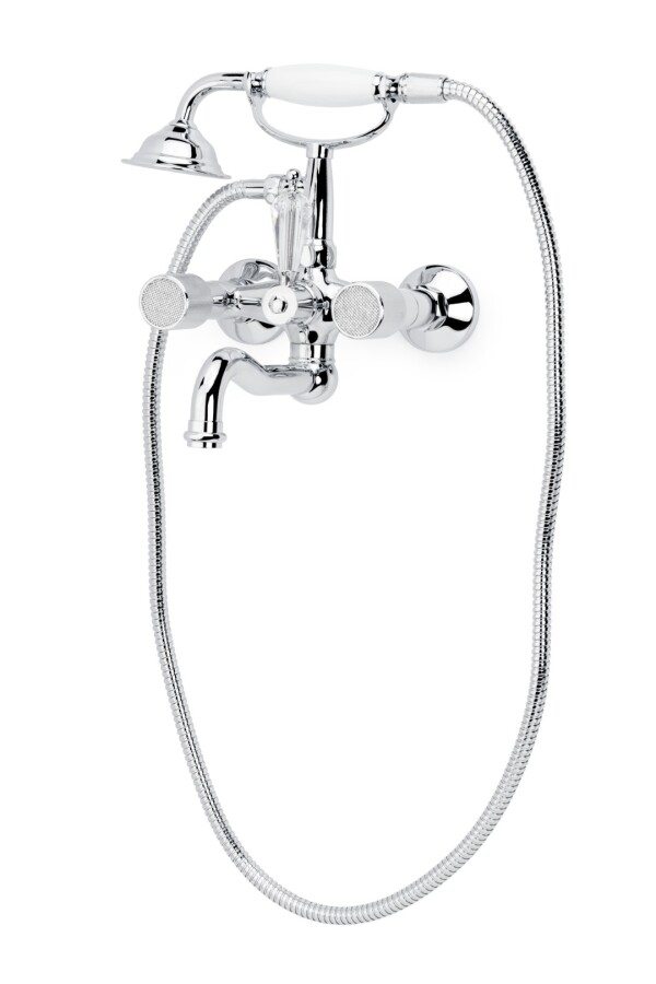 Смеситель для ванны с душевым комплектом Boheme Royal Cristal Хром переключатель Swarovski 273-Royal/CRST