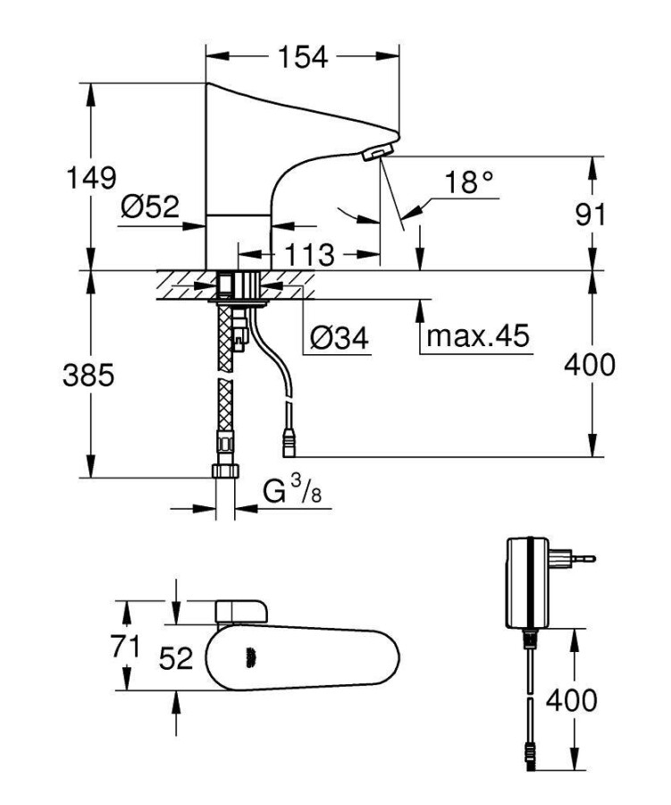 Grohe Europlus E 36015001 смеситель для раковины инфракрасный
