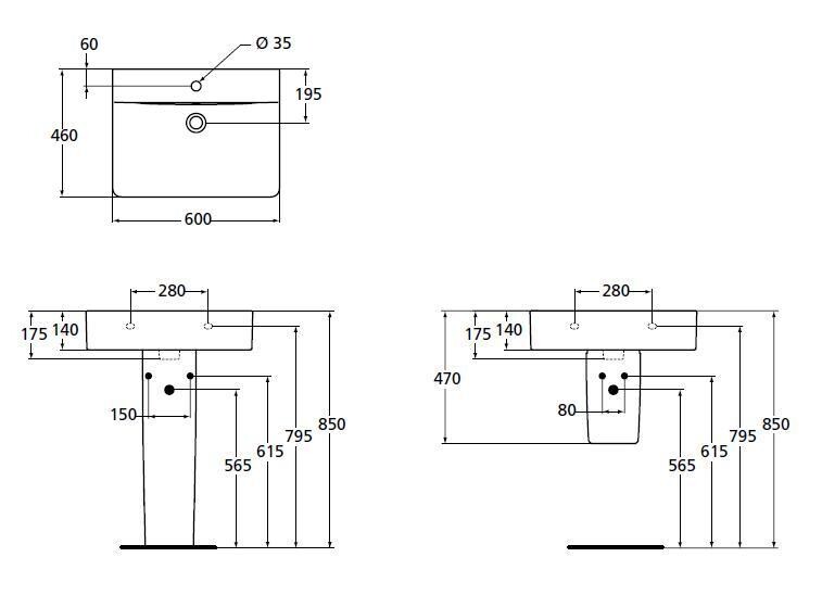 Ideal Standard Connect Cube E794501 умывальник накладной 60 см