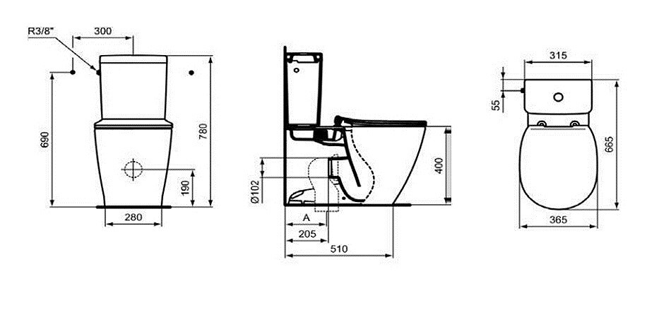 Ideal Standard Connect Aquablade E039701+E797001 унитаз напольный