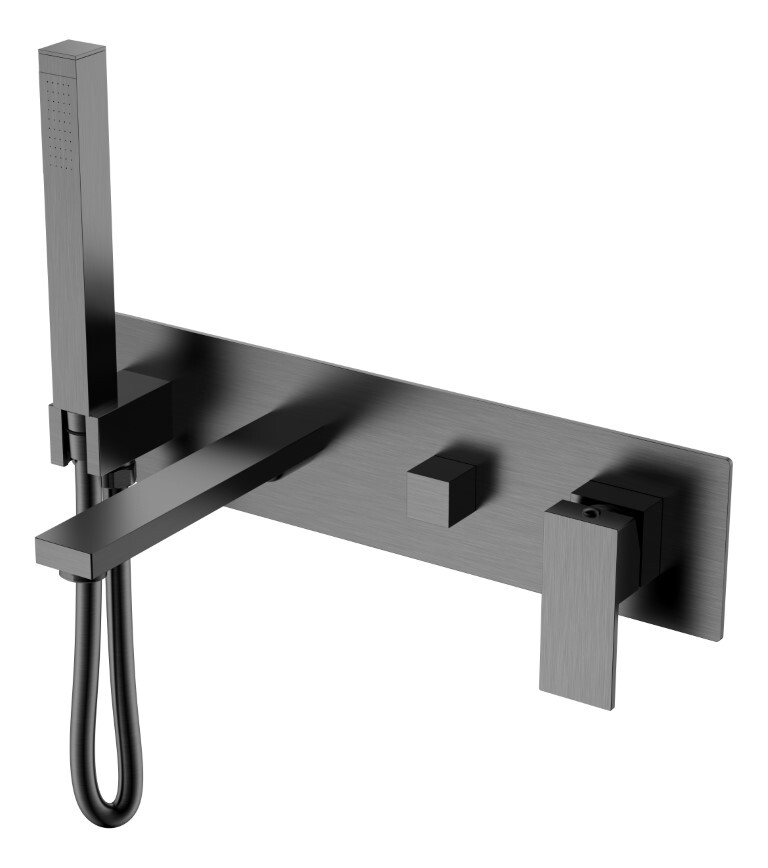 Смеситель для ванны с душевым гарнитуром Boheme Qubic Matt Gun Metal 474-2-GM