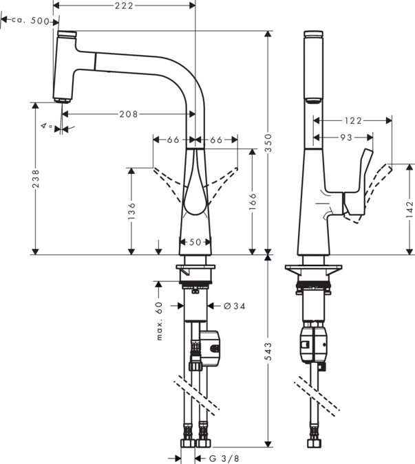 Hansgrohe Metris Select 14857000 смеситель для кухни хром