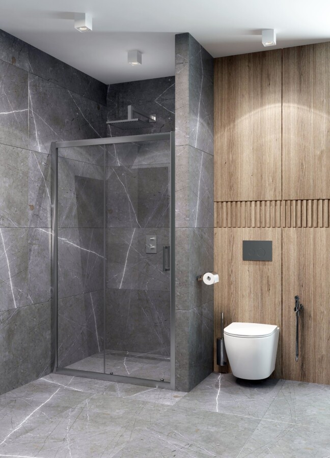 EG1C Душевое ограждение в проем EvaGold 140х190, профиль хром, прозрачное стекло EG220019