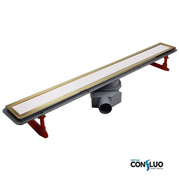 Pestan Confluo Premium White Glass Line 450 Gold 13100089 Душевой лоток 450 мм