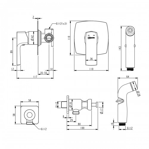 Lemark Ursus LM7219BL смеситель с гигиеническим душем черный