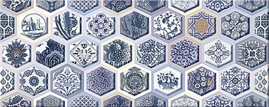 Azori Navarra Indigo Arabesco 20х50 см декор настенный глянцевый