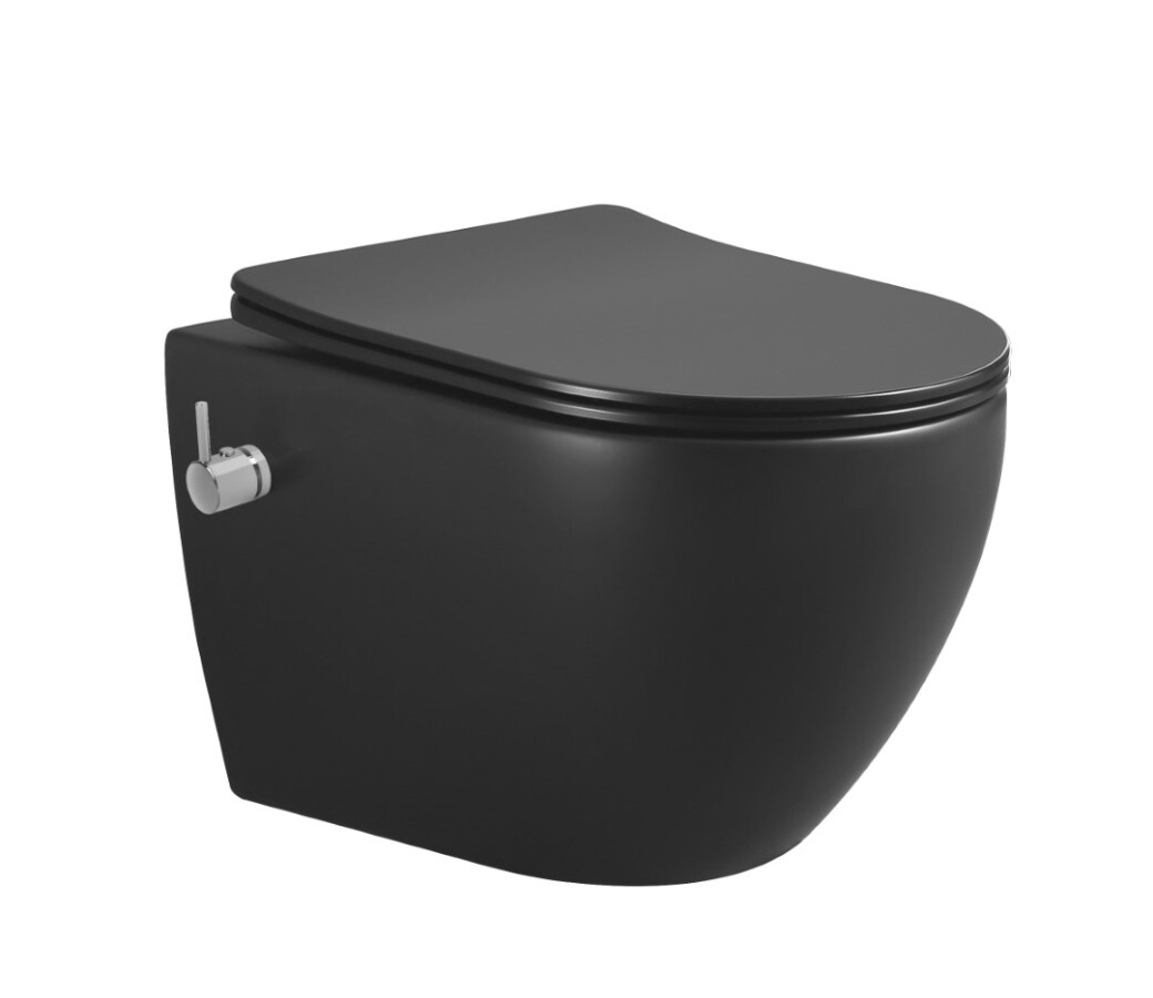 Унитаз подвесной с функцией биде Boheme Bianca Черный матовый c крышкой 961-SET-2-B