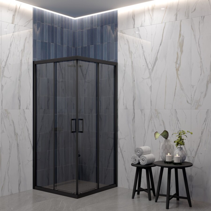 EG3BT Душевое ограждение квадрат EvaGold 100х100, профиль черный матовый, тонированное стекло EG220070