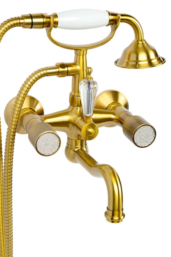 Смеситель для ванны с душевым комплектом Boheme Royal Cristal Бронза переключатель Swarovski 313-Royal/CRST