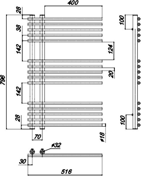 Ravak Style полотенцесушитель водяной 516*800 X04000083671