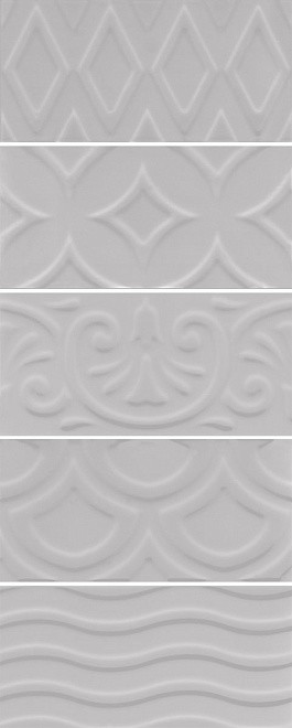 Kerama Marazzi Авеллино 7х15 см плитка настенная структура mix серая