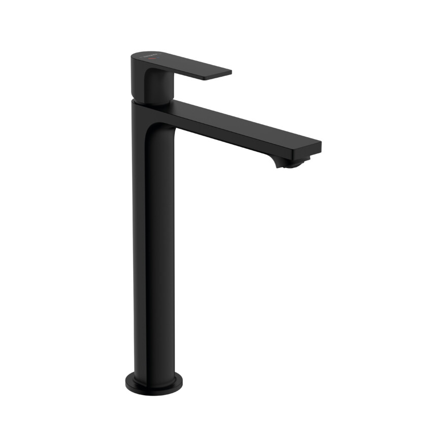 Hansgrohe Rebris E Смеситель для накладной раковины 240 CoolStart со сливным гарнитуром черный матовый 72581670