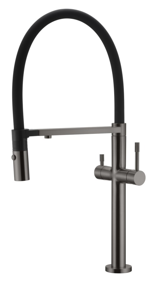 Смеситель для кухни Boheme Kitchen Uno Gun Metall 115-GM c краном для питьевой воды