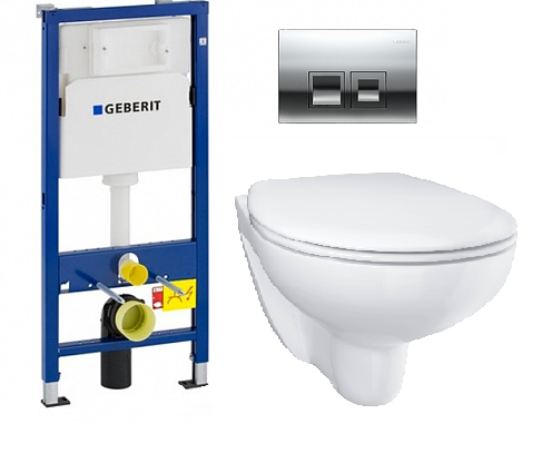 Инсталляция Geberit Duofix 458.103.00.1 UP100 с клавишей и унитазом Grohe 39351000