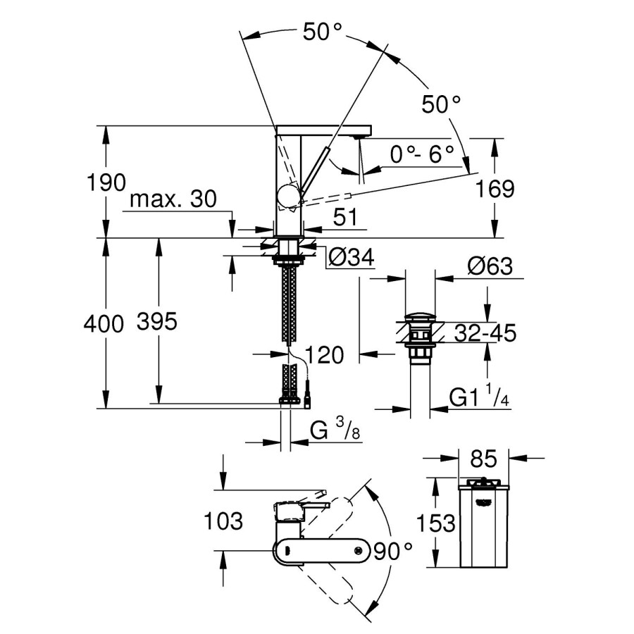 Grohe Plus Digital 23958003 смеситель для раковины 28 мм