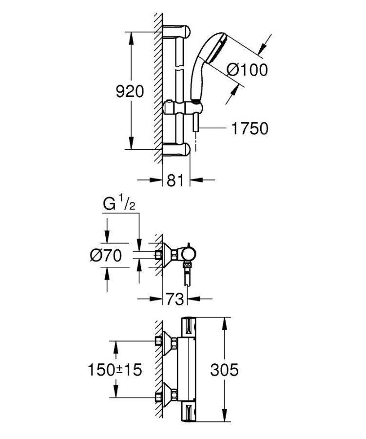 Grohe Grohtherm 800 34566001 смеситель для душа хром