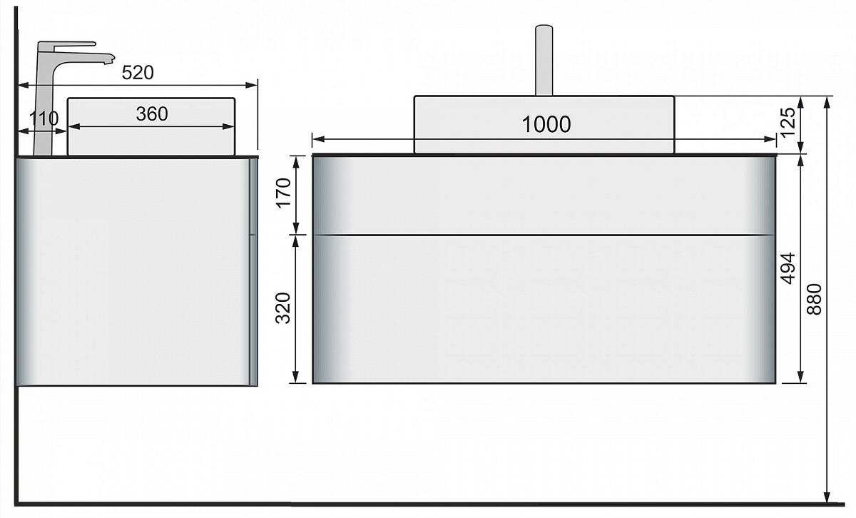 Raval Pure 100 тумба Pur.01.100/P/W с раковиной У18293 подвесная