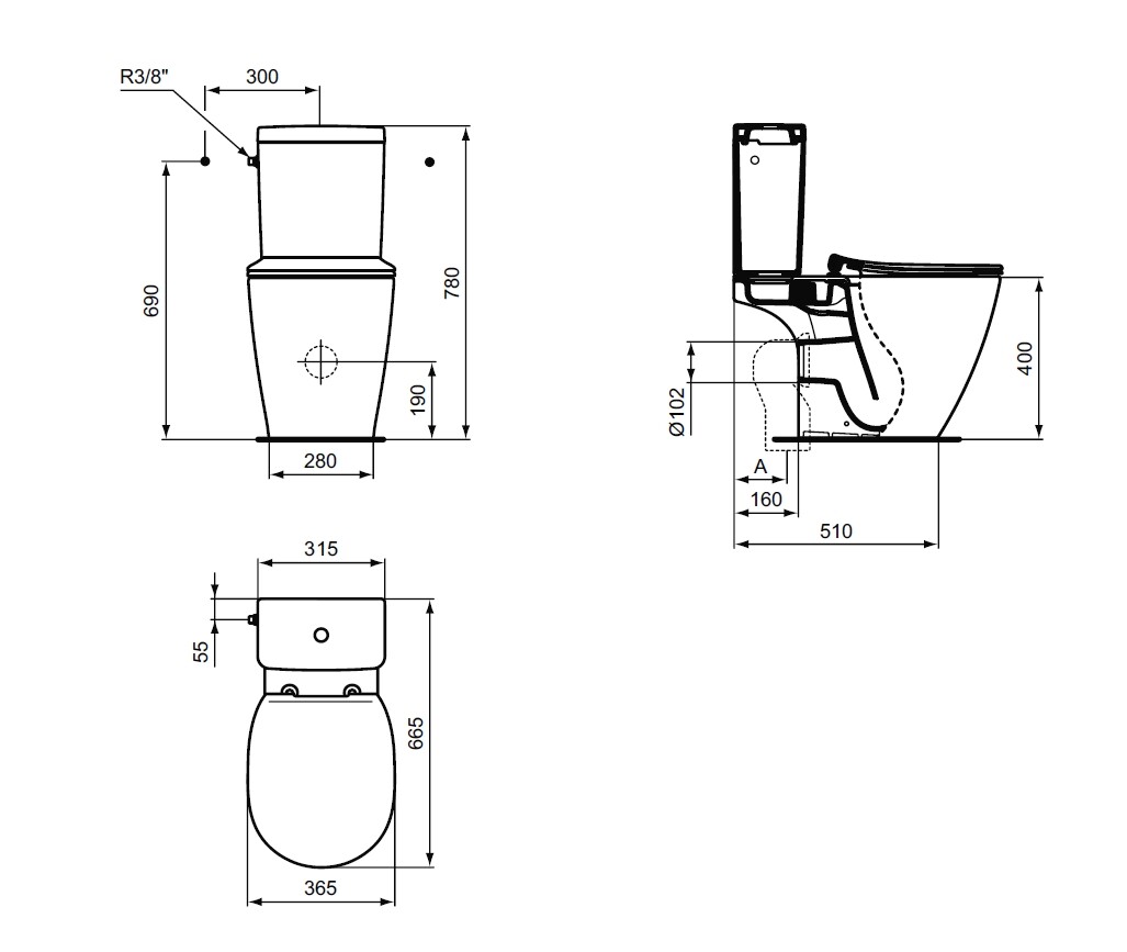 Ideal Standard Connect Cube E803601+E797001 унитаз напольный
