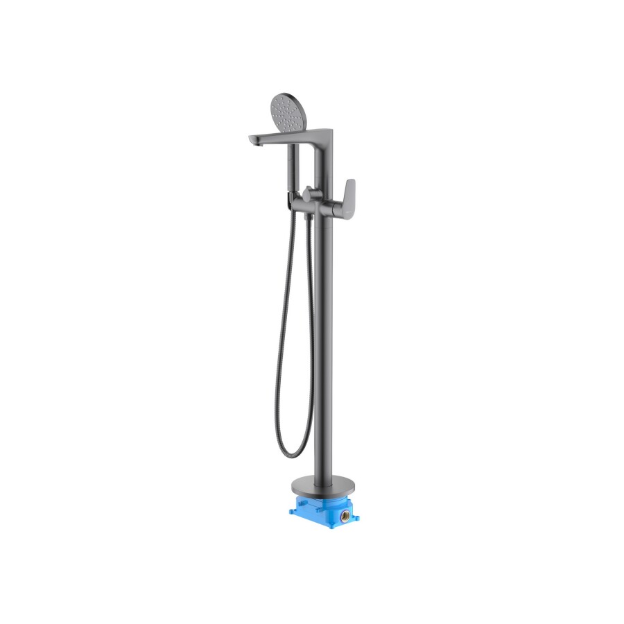 Aquatek Бетта AQ1145BGM Смеситель для ванны напольный (внешняя и скрытая часть) Оружейная сталь