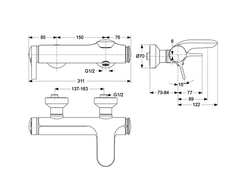 Ideal Standard Melange A4271AA смеситель для ванны хром