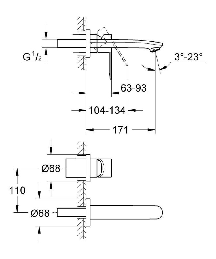 Grohe Eurostyle Cosmopolitan 19571002 смеситель для раковины 46 мм