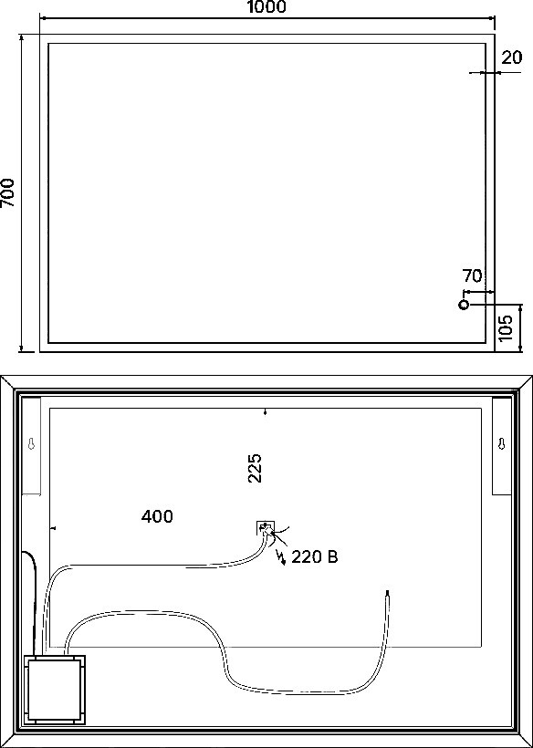 Зеркальное полотно Iddis Brick 100*70 BRI1000i98
