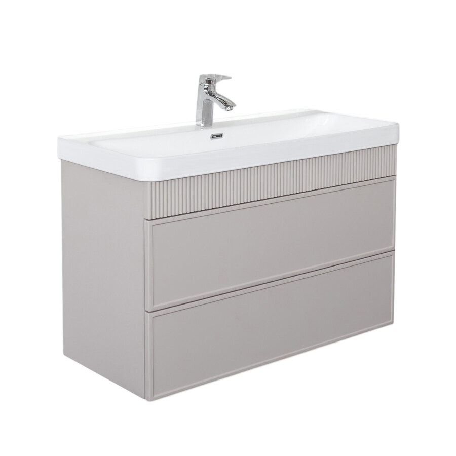Тумба-умывальник Comforty Мадрид 100М2(Н) серый шёлк с раковиной CF19595BX-100 00-00021783