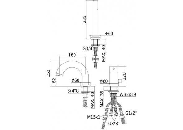 Paffoni Light LIG040LCR смеситель на борт ванны хром