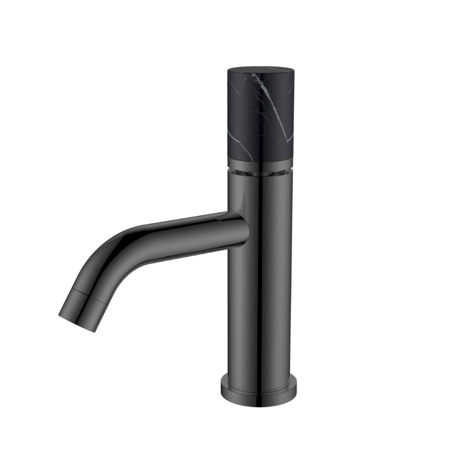 Смеситель для раковины Boheme Stick Графит Глянцевый ручка Черный Мрамор 121-SGM-MR-B