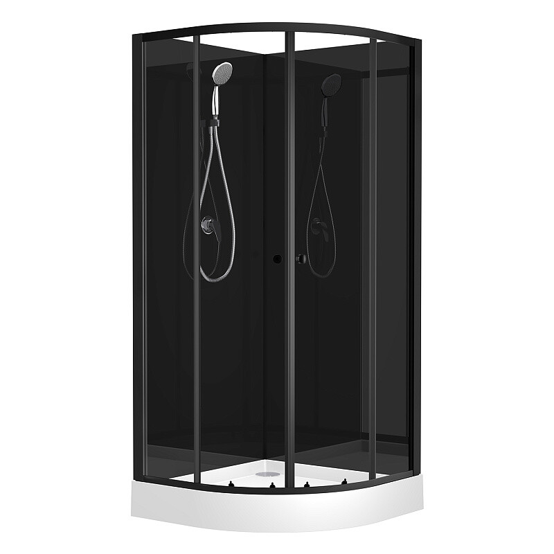 Душевая кабина Loranto NEO 90x90x(190+15) c низким поддоном 15см, прозрачное стекло 5 мм, профиль черный-матовый CS-21800BP