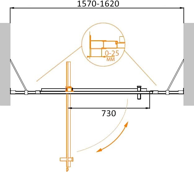 Cezares MOLVENO-BA-12-100+60-C-Cr-IV душевые двери 160*195