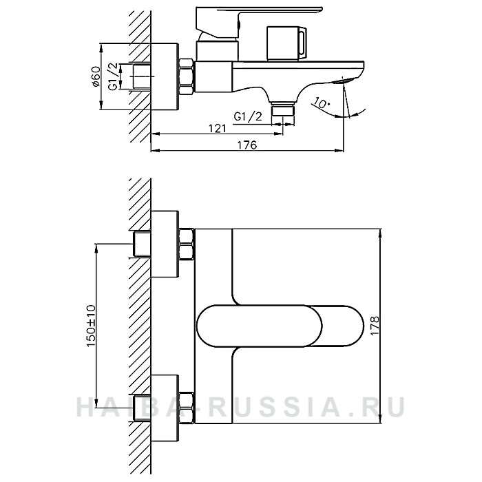 Смеситель для ванны HB60590-7 черный