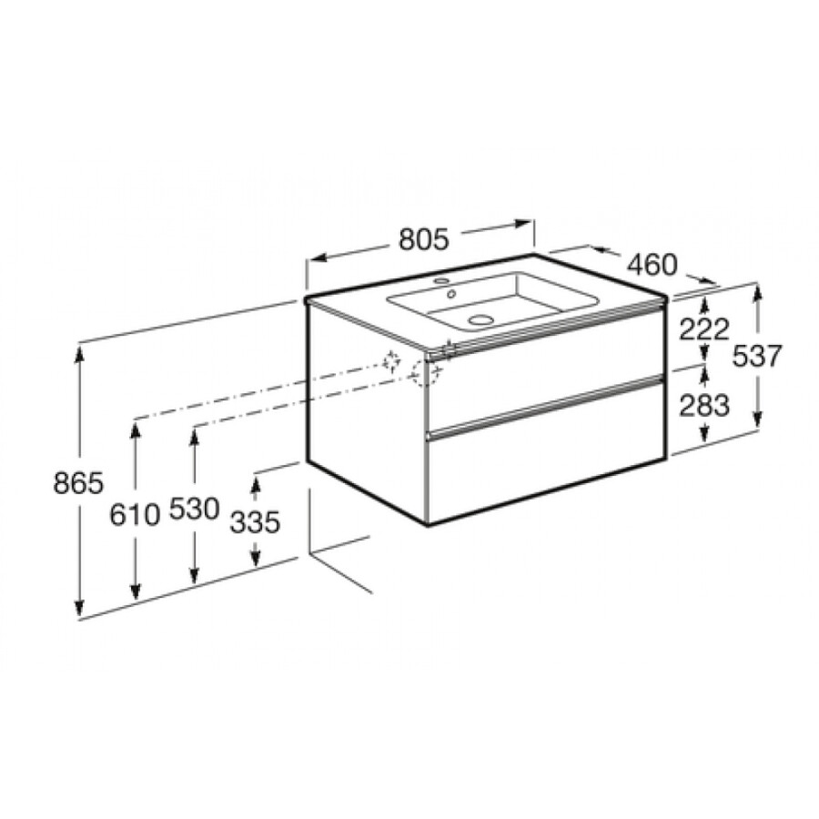 Roca The Gap 857551806 80 см тумба с раковиной подвесная