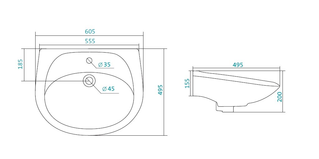 Santek Бриз 1WH110460 раковина подвесная 55 см
