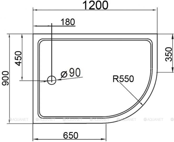 Cezares TRAY-A-RH-120/90-550-15-W-L душевой поддон акриловый 120*90*15