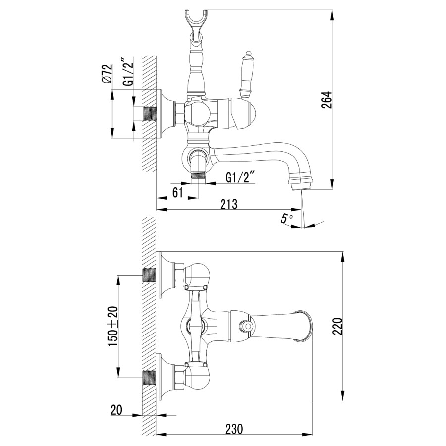 Lemark LM4812B Villa смеситель для ванны бронза