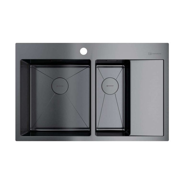 Omoikiri Akisame 78-2-L мойка кухонная вороненая сталь 4973101