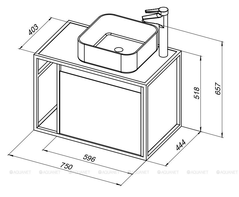 Aquanet Nova Lite Loft 75 R тумба под раковину подвесная дуб рошелье 00261653