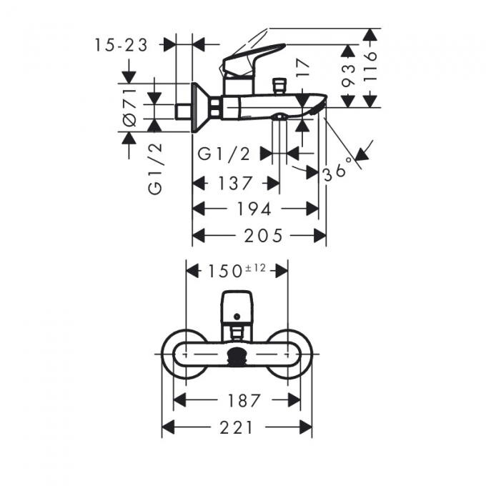 Hansgrohe Logis 71400000 смеситель для ванны хром
