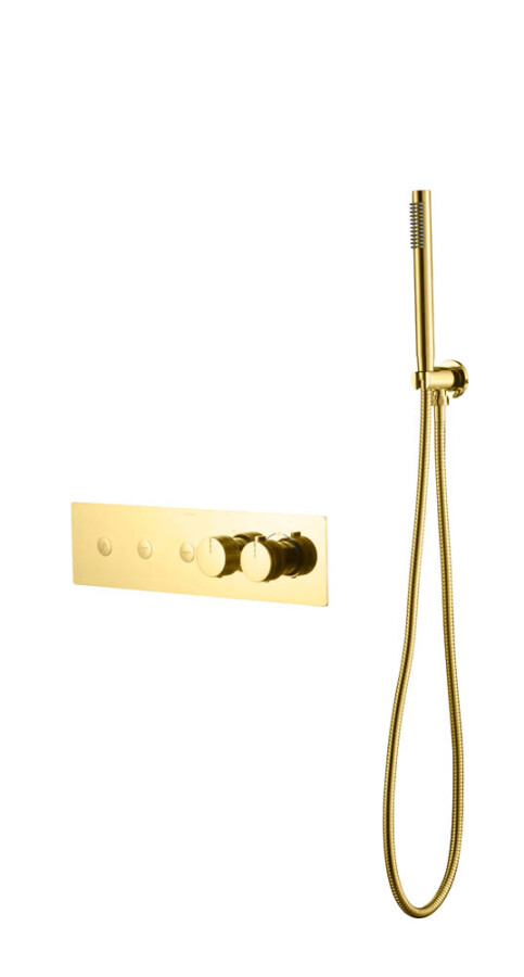 Термостатический смеситель встраиваемый с ручным душем Boheme Fusion Thermo Gold 131-SYS-G