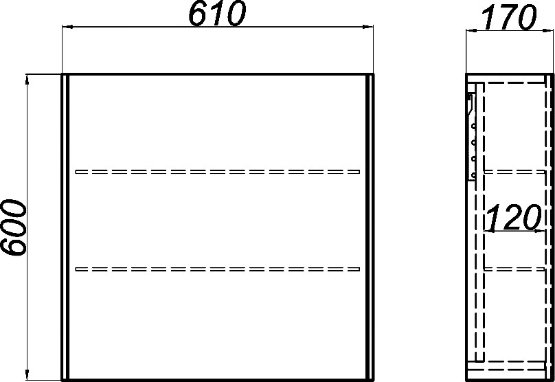 Зеркало-шкаф Aqwella Mobi 60*60 бетон светлый MOB0406+MOB0717BS
