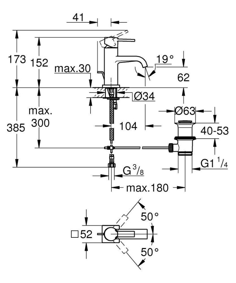 Grohe Allure 32757000 смеситель для раковины 28 мм