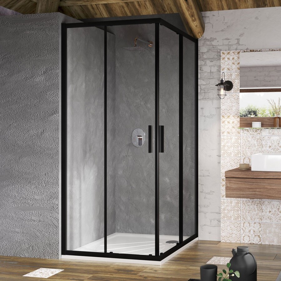 Ravak Blix Slim Душевой уголок BLSRV2K-80 черный прозрачное стекло X1XM40300Z1