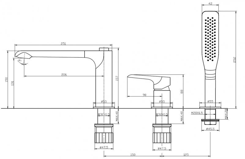 BelBagno Ancona ANCONA-BVD3-CRM смеситель на борт ванны хром