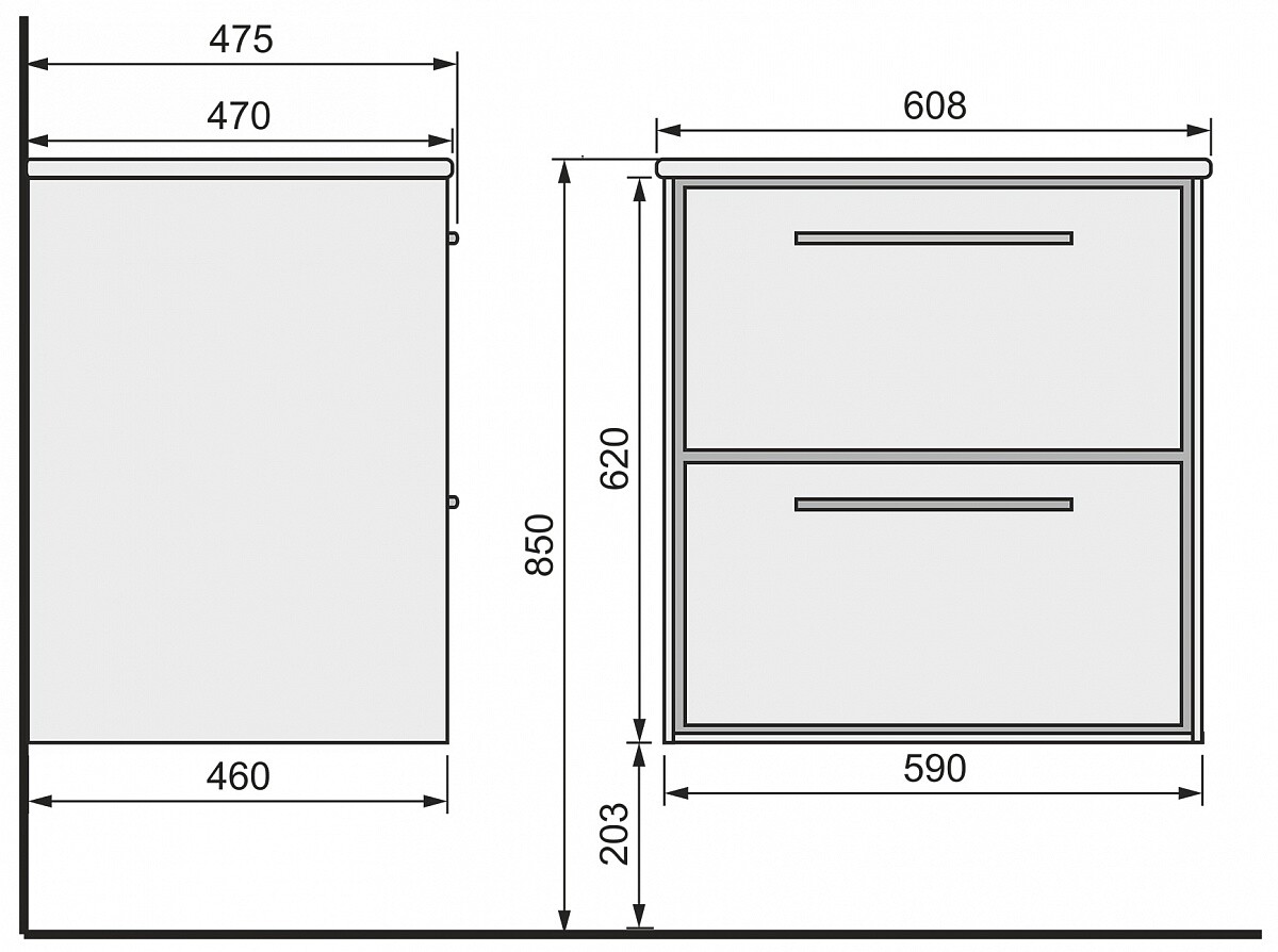Raval Frame 60 тумба Fra.01.60/P/DT с раковиной QDR60SLWB01 подвесная, дуб трюфель